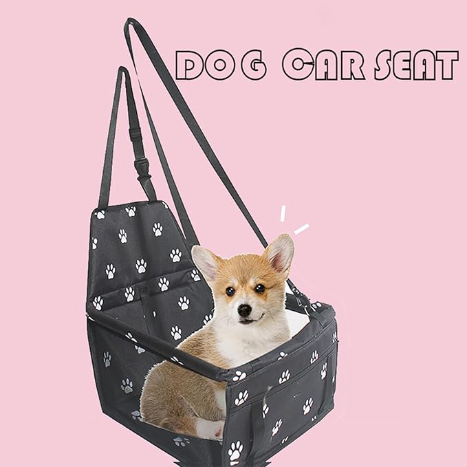 Small Dog Car Seat，Comfortable Front and Back seat pet beds, Portable Foldable seat, Breathable PVC Frame, Includes seat Belt, fits Small Dogs/Cats Weighing up to 15 pounds (Red, L)