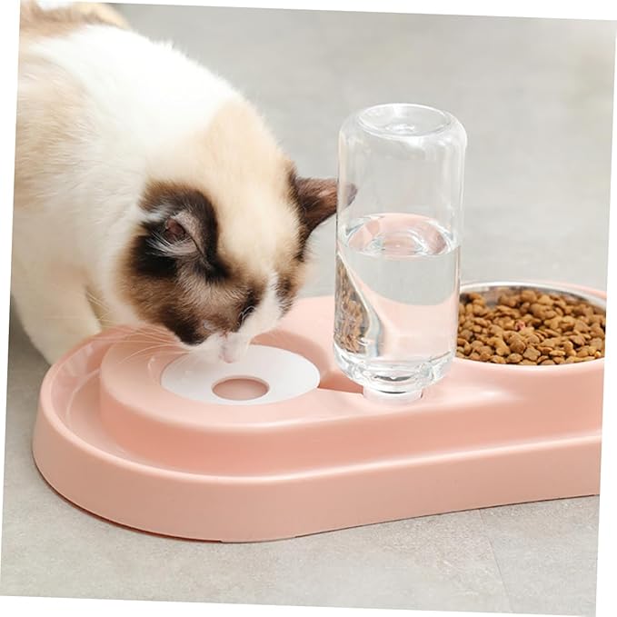 Sosoport Automatic Water-Adding Dog Cat Bowl Pp Plastic Stainless Steel Double Bowl Feeder Outdoor Pet Water Feeder
