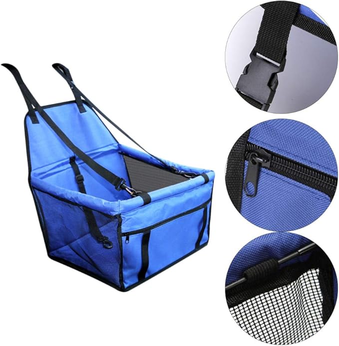 balacoo 1pc Breathable Mesh Pet Car Safety Seat for Dogs Cats Leash Front Zipper Storage Small for Pet Travel Car