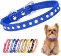 Serijoars Puppy Dog Collar with Crystal Diamond Colorful Bling Girl Puppy Small Dog Cat Collars (Dark Blue, XXS)