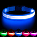 Vizpet LED Dog Collar, Light Up Dog Collar Adjustable USB Rechargeable Super Bright Safety Light Glowing Collars for Dogs(Small,Blue)