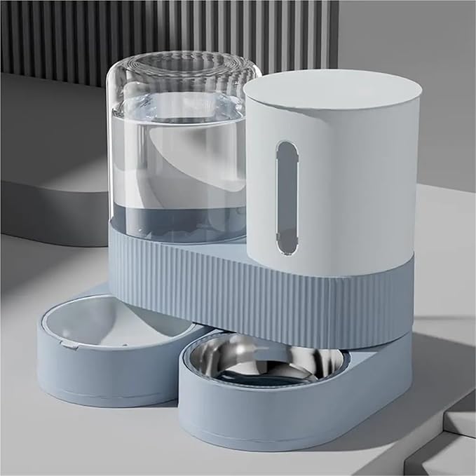 Compatible for AB 2-in-1 Pet Feeder Water Dispenser Set Stainless Steel Food Bowl Dogs Cats(Green)