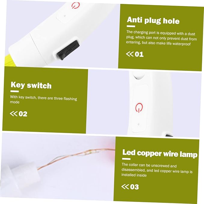 Lighted Dog Collar USB Rechargeable Plastic Led Collar for Pet Safety Decor