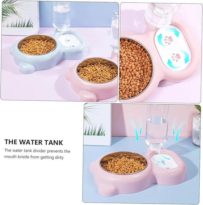 Stainless Steel Double Bowl Pet Supplies Auto Refill Water Feeder Cat Dog Bowl Easy Clean Design