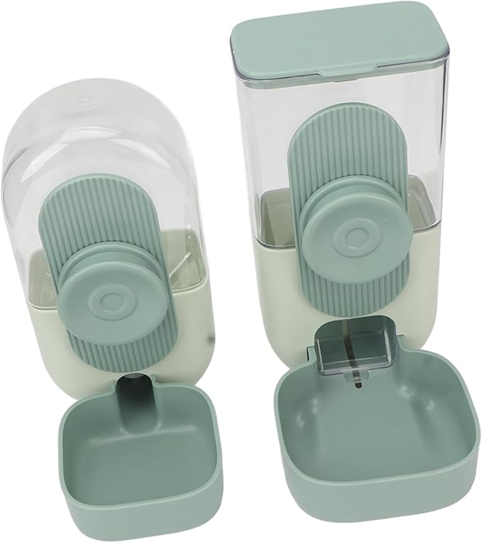 Hanging Food Water Dispenser,Hanging Automatic Dog Food Water Dispenser Cage Cat with Bowl for Pet (Mint Green)