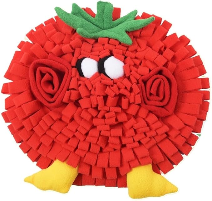 Vegetable Shaped Snuffle Mat for Dogs, Fun Slow Feeding Pad with Crinkle Paper and Squeaker, Interactive Nose Work Toy for Boredom Relief 50x40cm (Tomato)