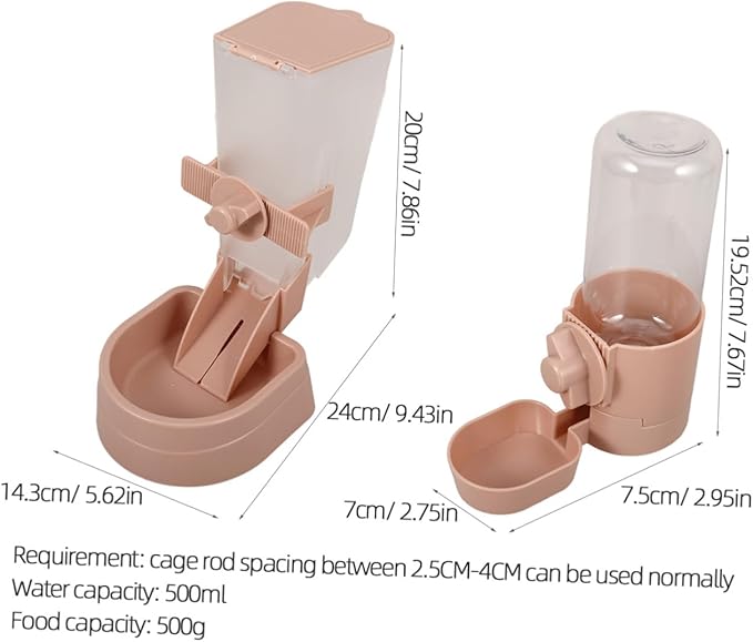 Garneck 1set Pet Feeder and Water Dispenser Set Automatic Pet Water Bottle and Food Dispenser for Cats and Dogs Lightweight Material Hanging Design Convenient for Daily Use