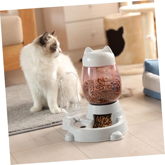 balacoo Automatic Cat and Dog Water Feeder Creative Pet Water Dispenser with Unique Cat Ear Design Capacity Smooth Surface for Home Use Grey