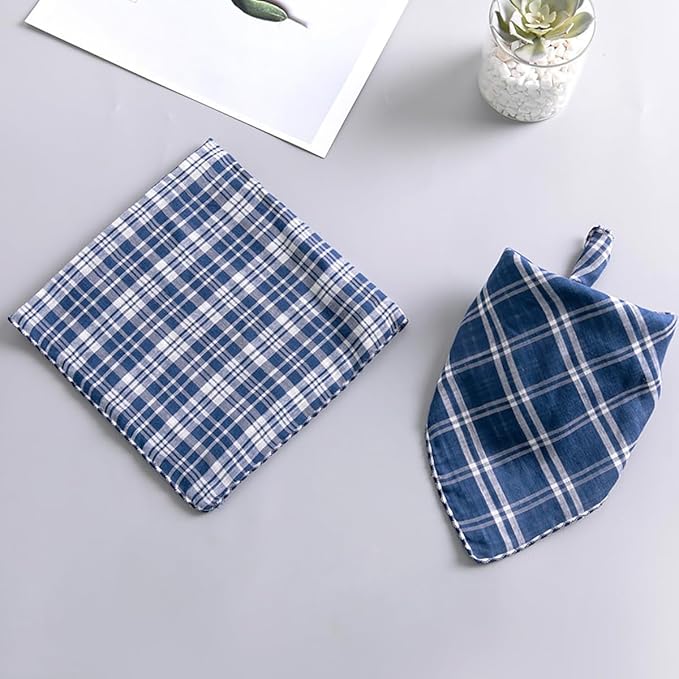 Double Layers Two Tones Dog Cotton Square Bandana Bibs Scarf Kerchief for Small Medium Dogs Boy or Girl - DCB15 B&W