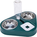 Dog Water Bottles Stainless Steel Pet Cat Food Bowl Double Bowl 3 Bowls Automatic Dog Cat Feeder Bowl Drinking Bowl with 500ml Dog Water Bottle(A)