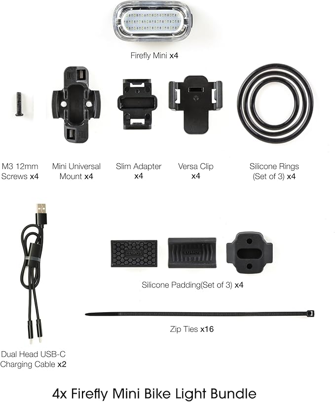 Lumos Firefly Mini Smart Bike Light System,Sync Turn Signal & Brake Lights, Rechargeable LED Front & Rear Lights with Custom Brightness, Flash Patterns, Bicycle Accessories for Night Riding