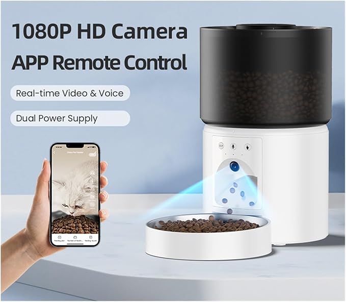 Automatic Dog Feeder with Camera Video Pet Food Dispenser Smart APP Remote Control Auto Feeder for Kitten Cat Accessories