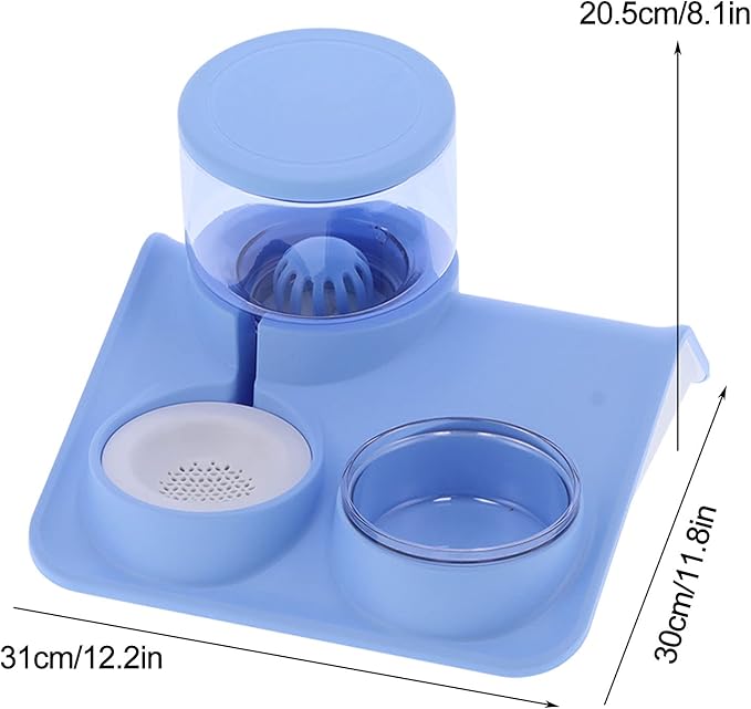 Pet Feeder, Detachable Cat 1.8L Automatic Water Dispenser Food Feeder Drinker Bowl, Pet Water Dispenser and Food Bowl Set for Dogs Cats and Small Animals (Rooftop Drinking