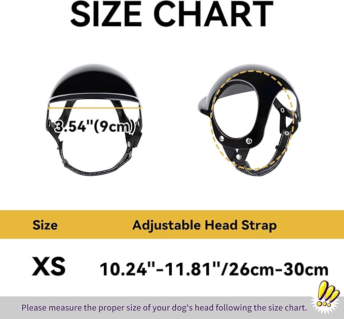 Extra Small Dog Helmet with Cute Dog Goggles, Protects Eyes & Head from Impact, Ideal for Puppy Riding/Outdoor Activities/Halloween Cosplay, Black