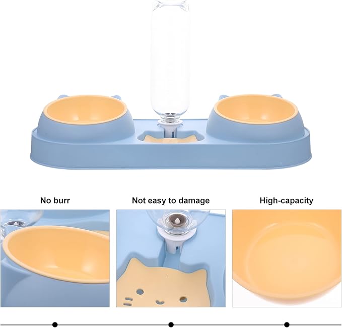Mipcase Double-Bowl Automatic Pet Feeder Water Dispenser Plastic Dog and Cat Food Bowls for Convenient Feeding Lightweight Compact Design
