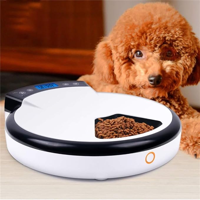 5 Meal White Plastic Automatic Feeder Dogs and Cats Automatic Timing Smart Feeder Dog Food Cat Food Machine Portable
