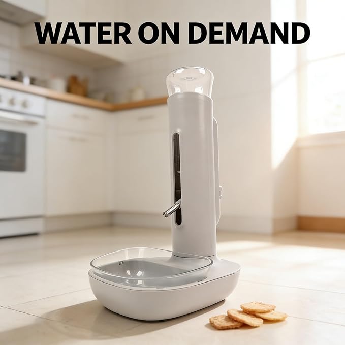 Dog Standing Water Dispenser Bowl 680ml, Automatic Pet Drinking Feeder, Adjustable Height - Non Materials, Anti Slip Design, Easy to Clean for Dogs and Cats