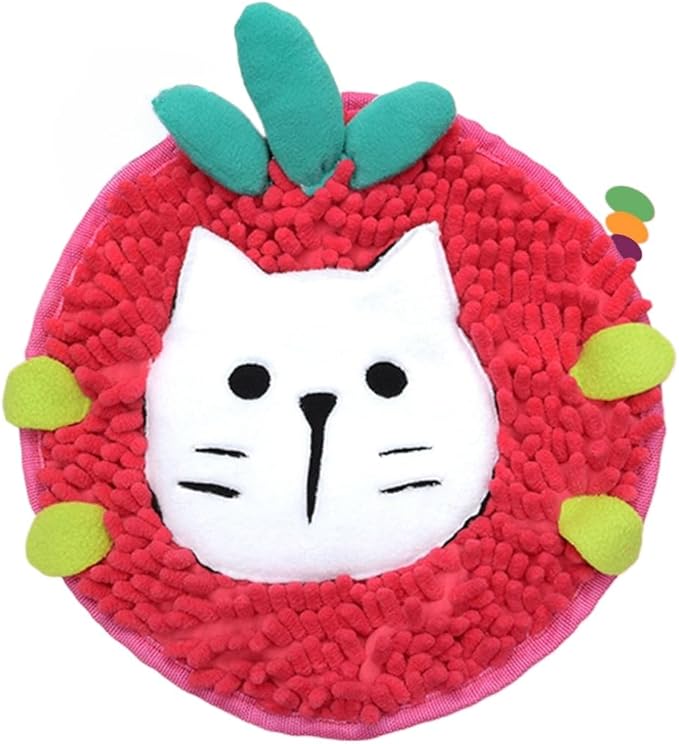 Fluffy Animal Face Snuffle Mat for Pets Interactive Nose Work Toy for Rabbits Hamsters Chinchillas and Dogs (V10)