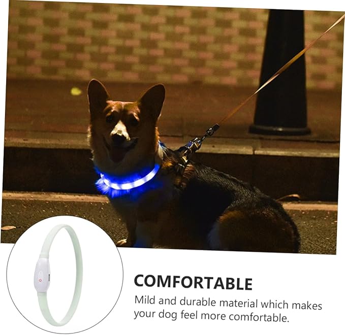 Luxshiny USB Rechargeable LED Pet Collar Glowing Luminous Dog Collar Cut to Fit Lightweight Durable Material for Nighttime Safety and Visibility