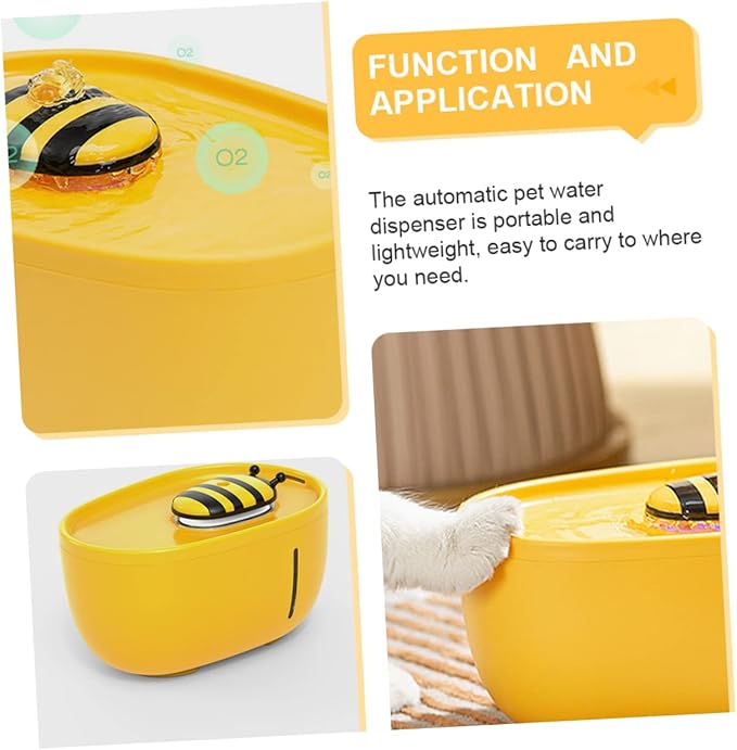 SUPVOX Automatic Pet Water Dispenser Capacity Portable and Lightweight Design for Cats and Dogs Honey Bee Water Feeder for Continuous Hydration