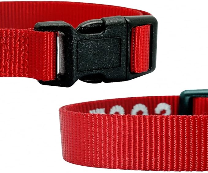 Custom Dog Collar Personalized Embroidery Cat Puppy Collar Nylon Pet Collars Engrave DIY Phone Name ID for Small Big Large Dog Red L