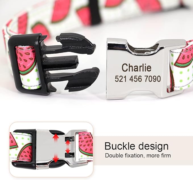 Personalized Dog Collar Nylon Print Dog Collars Customized Puppy Pet Collar Engraved Name ID for Small Medium Large Big Dogs Pug 159 White S