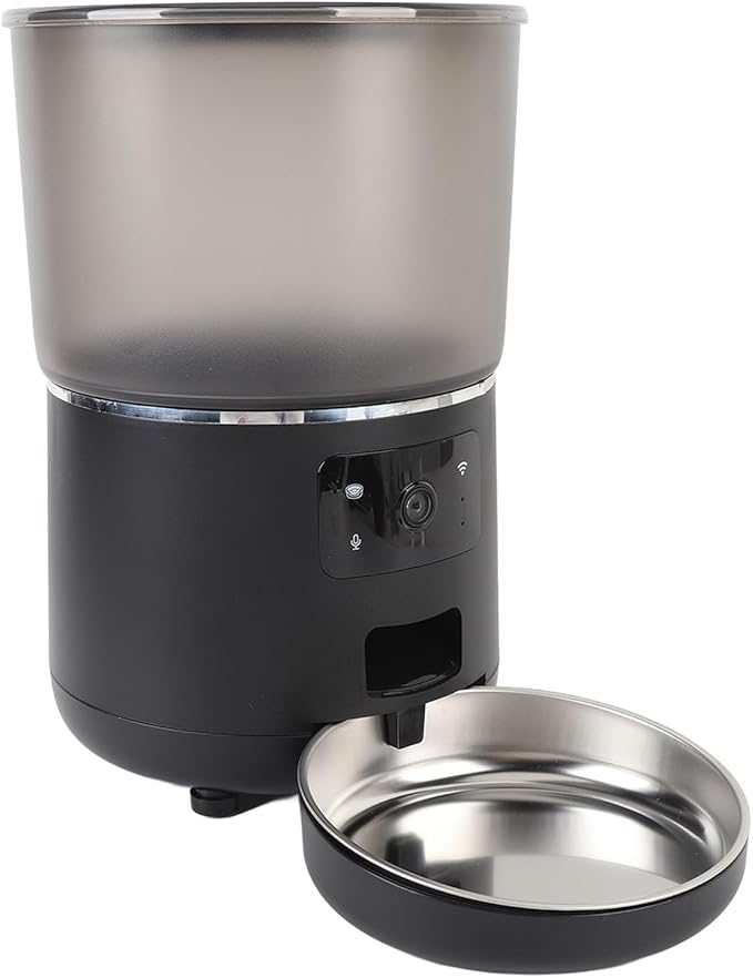 Automatic Cat Feeder, 4L Large Capacity USB Wireless Timed Automatic Pet Food Dispenser, Timed Pet Feeder with APP for Cats Dogs (Black)