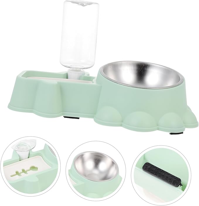 Kisangel Automatic Stainless Steel Dog Bowl Water Dispenser 2-in-1 PET Feeding Station for Dogs and Cats Portable Food Container Lid for Home and Travel