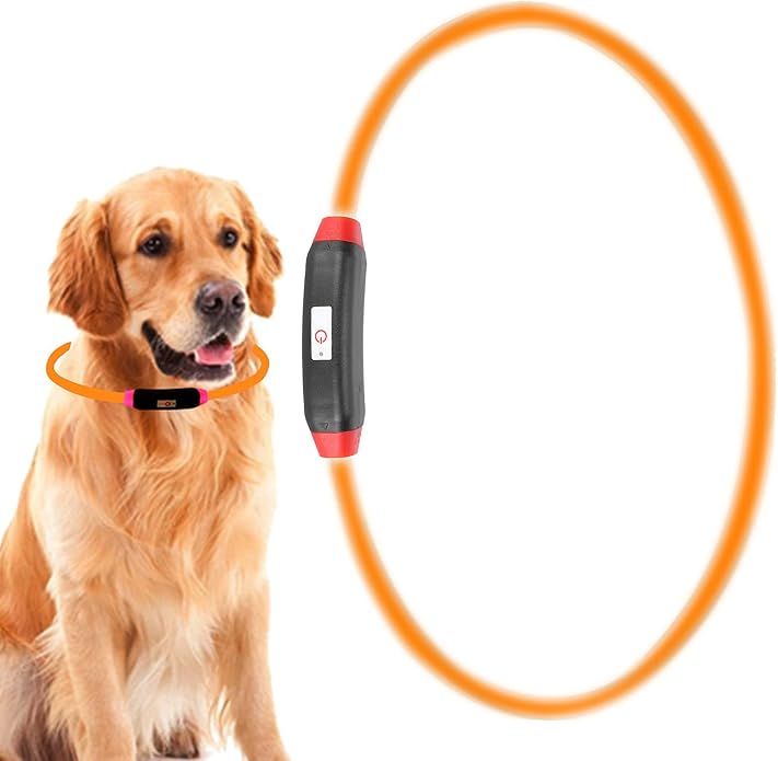 GLOGLOW LED Dog Collar, USB Rechargeable Safe Bite Resistant Adjustable LED Dog Collar Lock Design Long Lasting LED Dog Collar for Pet Supplies