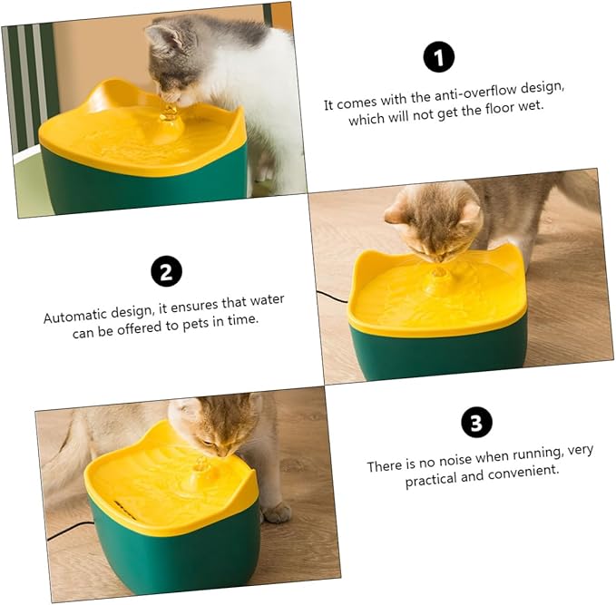 Mipcase 2pcs Automatic Pet Water Bowl Cat Ear Design Convenient Electric Drinking Fountain for Cats and Dogs Silent Household Pet Water Feeder Random