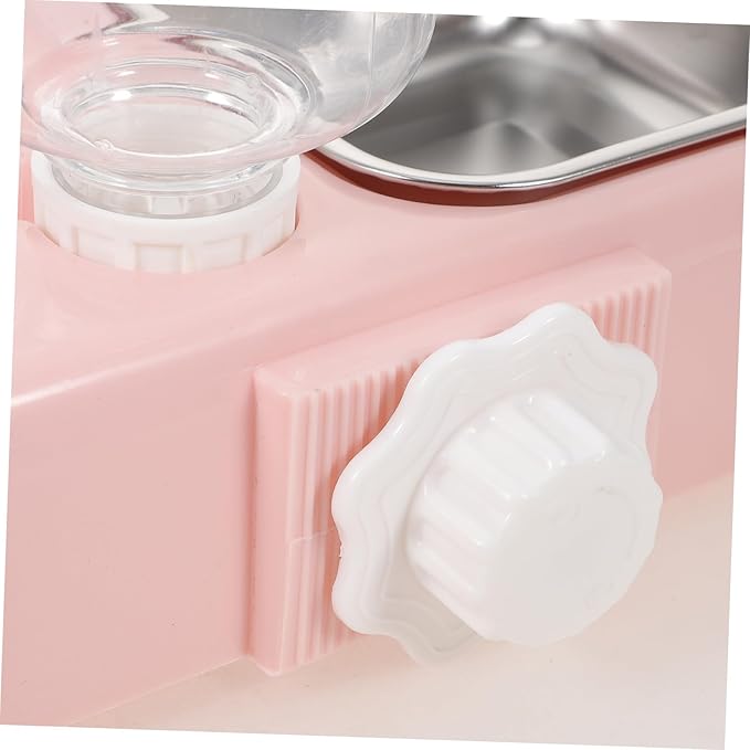 BESPORTBLE Pet Water Feeder Double Bowl System Material Pet Supplies for Cat and Dog Pink