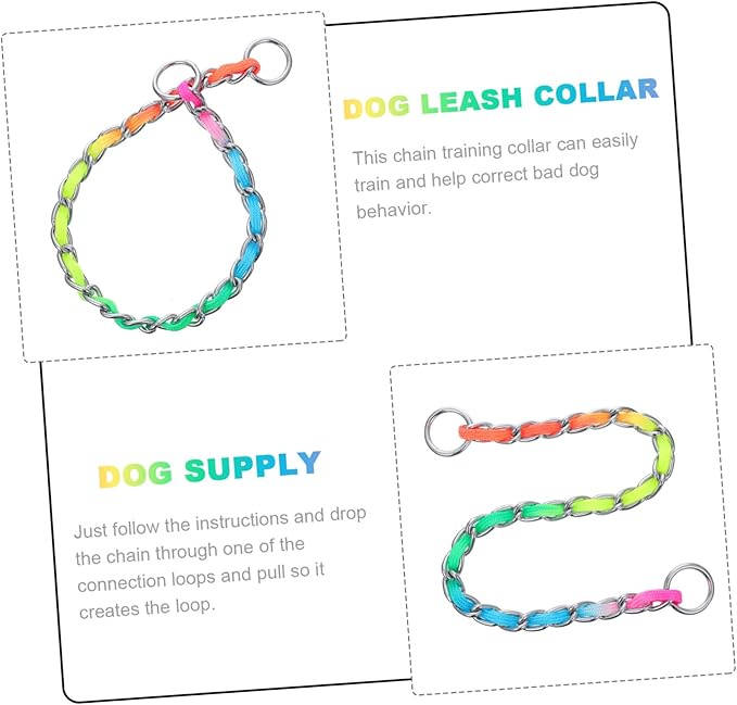 SUPVOX Rainbow Colored Dog Pulling Rope Collar Lightweight Durable Nylon Training Chain for Dogs Comfortable Fit Easy to Install for Outdoor Activities