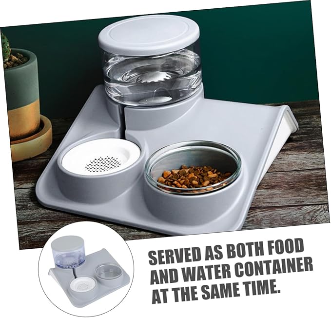 Mikikit 1Pc Automatic Pet Water and Food Dispenser Capacity Cat Dog Water Bowl with Removable Eating Bowl Design for Convenient Cleaning for Home Use