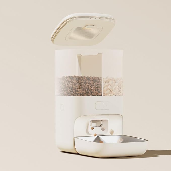 Pet Feeder Automatic Pet Feeder Dual Compartment Smart Pet Food Dispenser Timed Quantitative Feeding App Control Pet Supplies Pets Supplies(Regular)