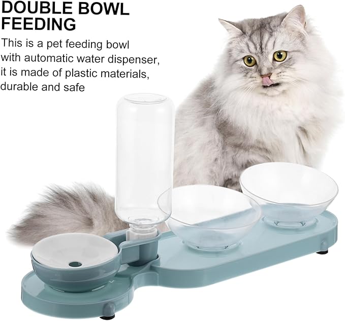 Milisten Cat Slow Feeder Automatic Water Dispenser Tilt Bowl Pet Drinking Bottle Food-Grade