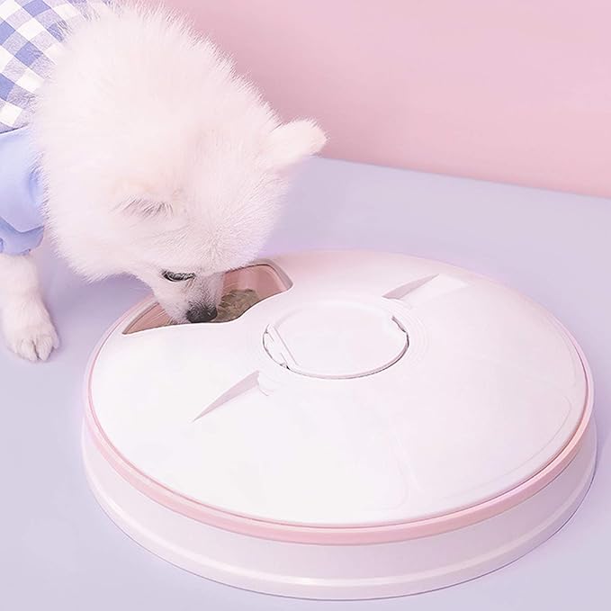 Automatic Pet Feeder for Dogs and Cats, Dry Or Wet Food Dispenser,6 Meal Trays with Portion Control,LCD Display Programmable Digital Timer, Voice Recorder Auto Cat Feeders