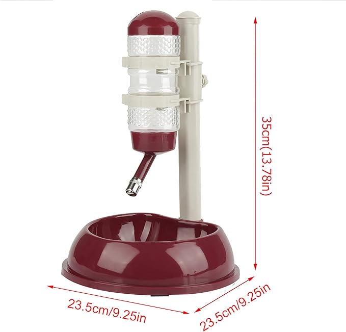 Pet Standing Water Dispenser, Height Adjustable Automatic Drinking Bowl Feeder Dog Feeding Bowl with Detachable Pole for Pets Cats Dogs (Brown)