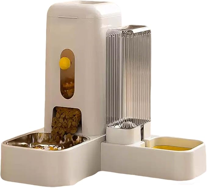 Automatic 2-in-1 Dog Feeder and Gravity Water Dispenser, Double Bowls Pet Feeding Station, Easy to Use & Clean, Suitable for Small to Medium Dogs and Puppies
