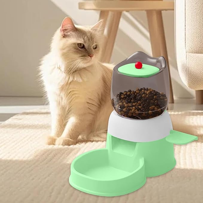 Automatic Pet Feeder,Outdoor Dispenser,Visible Window Large Capacity,2L Dogs Cats Food Feeder for Puppy,Small Medium Pet, Green