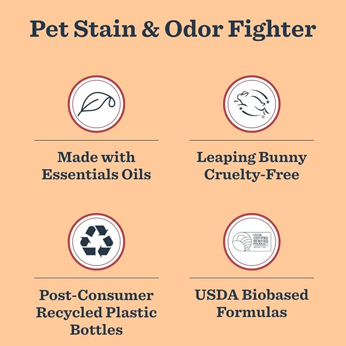 Mrs. MEYER'S Clean Day Cat Care Kit, includes Cat Deodorizing Spritz - White Peach and Pet Stain & Odor Fighter - Coconut Leaf
