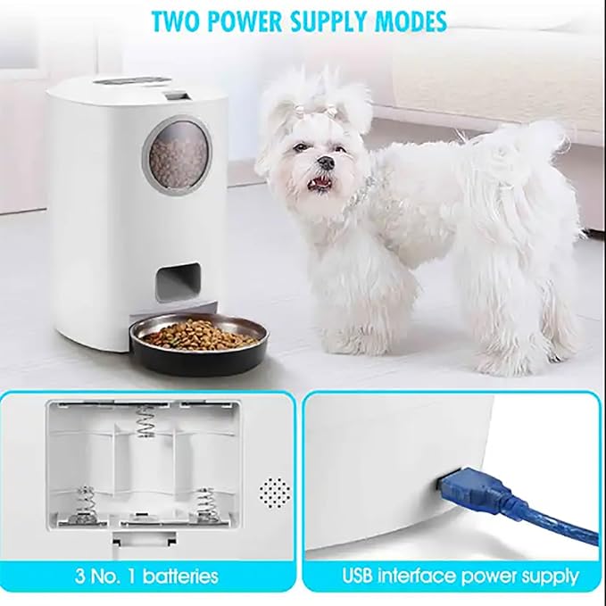 Automatic Cat Feeder, Dog Food Dispenser With Programmable Timer, 4.5 L Intelligent Portion Control and 1-4Meals Per Day, 10s Voice Record Remind and Removable Food Bucket, For Cats, Large Dogs