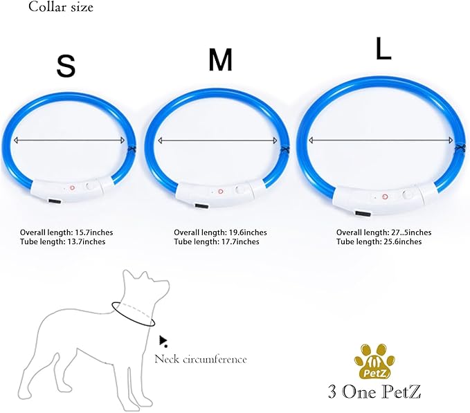 LED Fiber Optic Dog Collar, USB Charging, Nighttime Anti-Collision, Night Warning, Safe Walking (Pink, L)