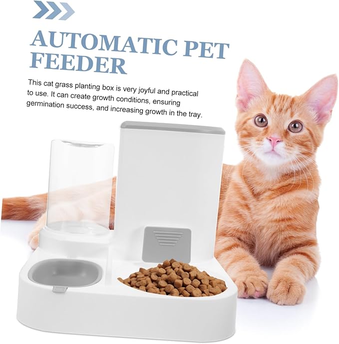 Kisangel Automatic Pet Water Dispenser with Food Feeder Large Capacity Dry and Wet Food Separation for Cats and Dogs Sturdy Design for Multi-pet Households