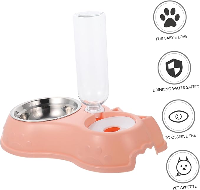 1set Automatic Pet Feeder and Water Dispenser for Dogs and Cats Dual Bowl Design Non- Base Convenient and Easy to Pet Feeding