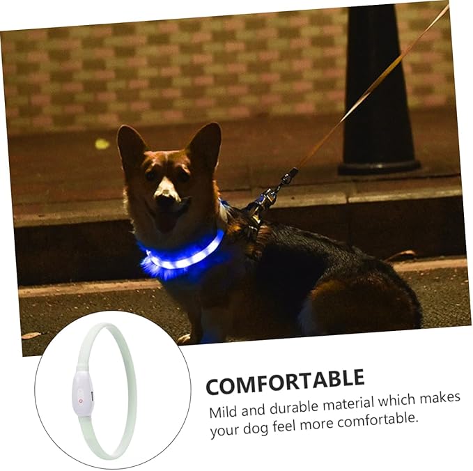 BESPORTBLE USB Rechargeable LED Pet Dog Collar Night Glow Flashing Light Up Collar for Safe Outdoor Walks Lightweight Comfortable Durable Material