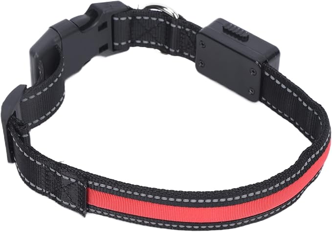 Light Up Dog Collar, USB Rechargeable LED Dog Collar Glow in The Dark Adjustable Lighted Safety Light Up for Nighttime Walking Camping (L)