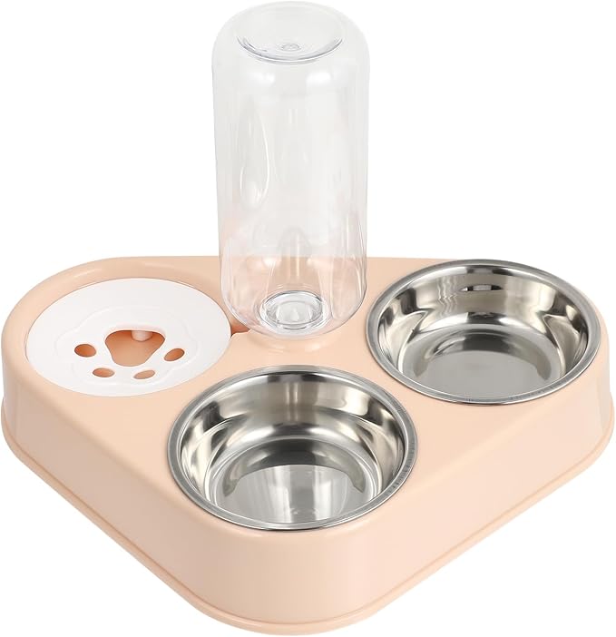 Automatic Pet Water Dispenser with Capacity and Removable Thickened Non-Slip Stainless Steel Bowls for Dogs and Cats Self-refilling Water Bowl with Silicone Base in Warm Pink