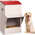Outdoor Gravity Dog Feeder, 50 lb Large Capacity Automatic Dog Food Dispenser, Heavy Steel Weather-Resistant Pet Feeder with Clear Viewing Door, Wall or Ground Mount for Large Dogs