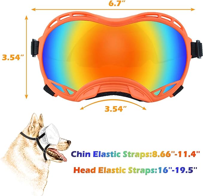 Dog Sunglasses,Doggles Anti-UV Protection,Pet Sunglasses with Adjustable Strap,Suitable for Motorcycle Car Driving Bike Riding Hiking Swimming Wind Dust Fog Dog Eye Protection
