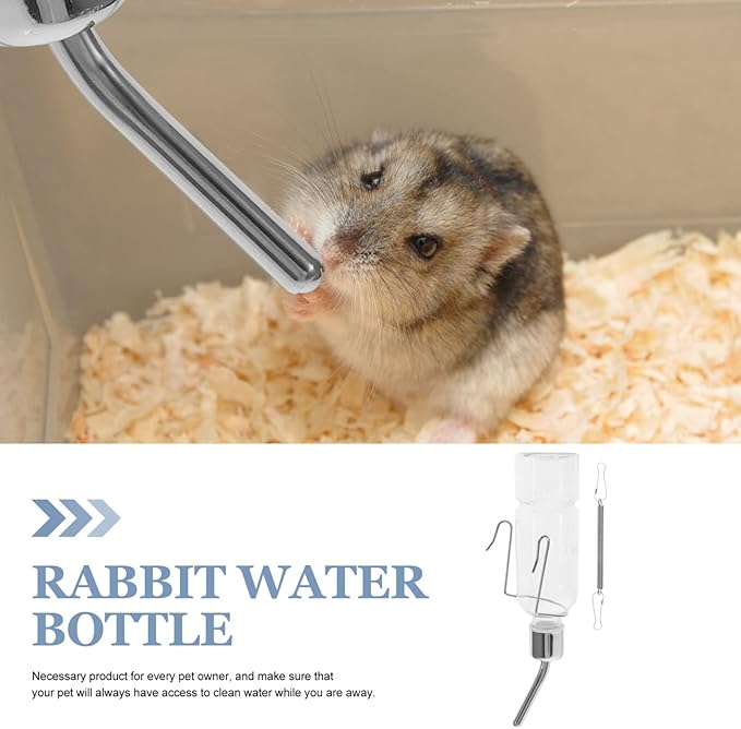 2pcs Automatic Drinking Fountain Guinea Pig Water Automatic Water Dispenser for Dogs Automatic Pet Plastic Water Bottles Hanging Bottle for Pet Stainless Steel Small White Feeder